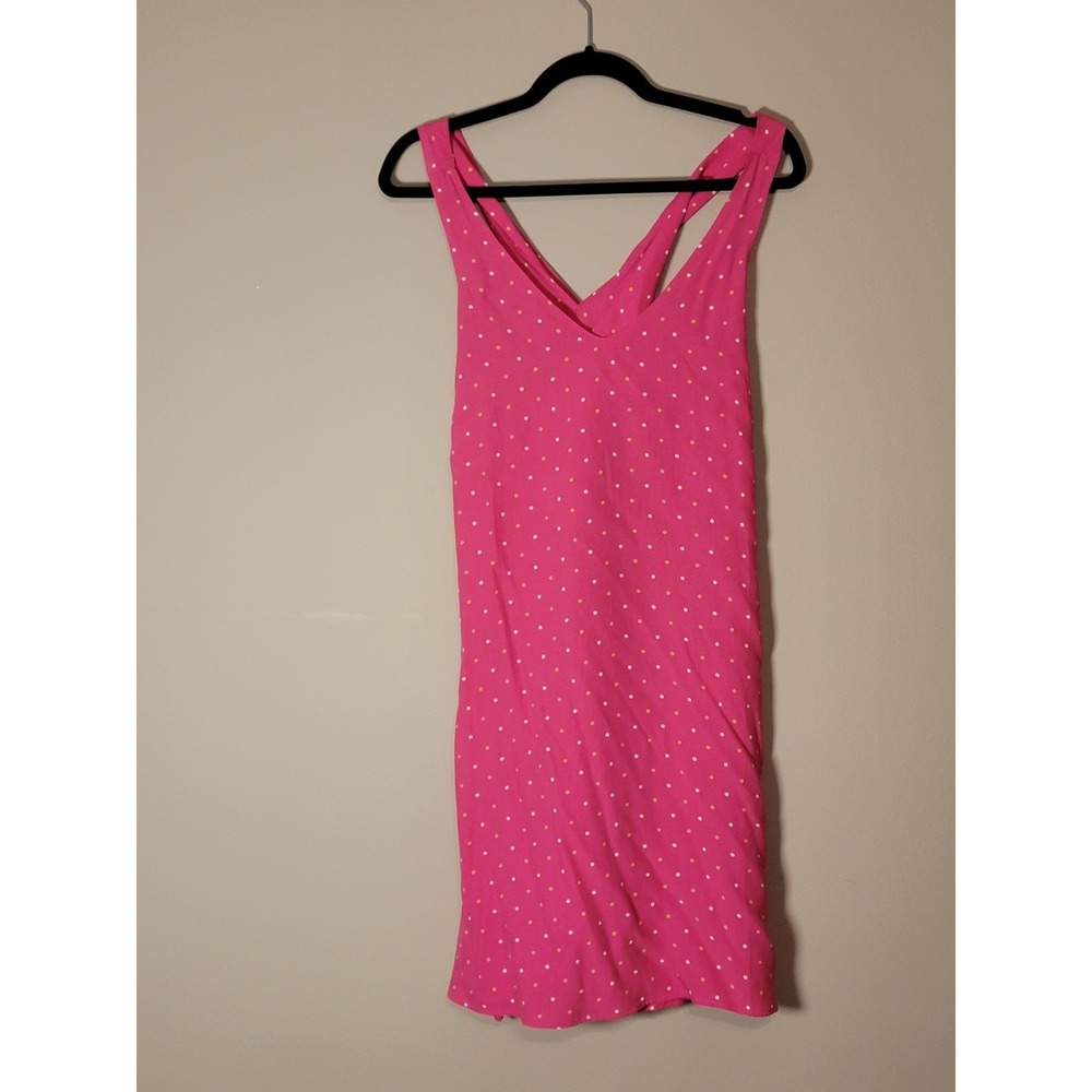 Loft Womens Polka Dot Criss Cross Swing‎ Dress Pink  Medium Petite  Mini Dress